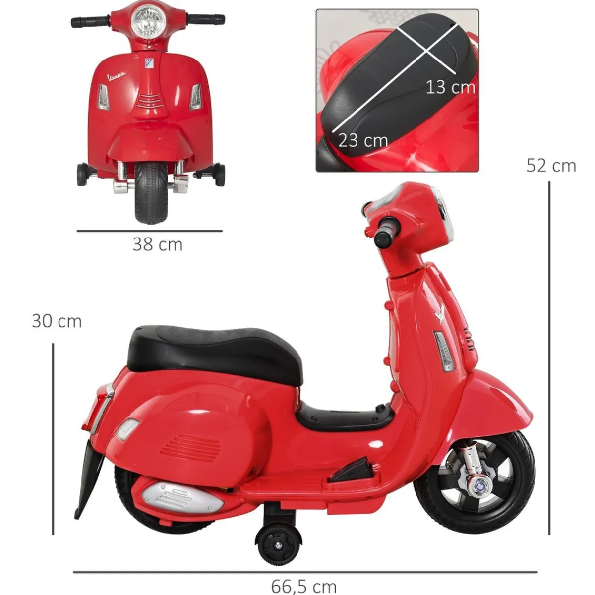 - Vespa roja Vehículo de batería Vehículos De Batería O A Pedales