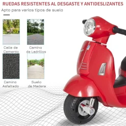 - Vespa roja Vehículo de batería Vehículos De Batería O A Pedales
