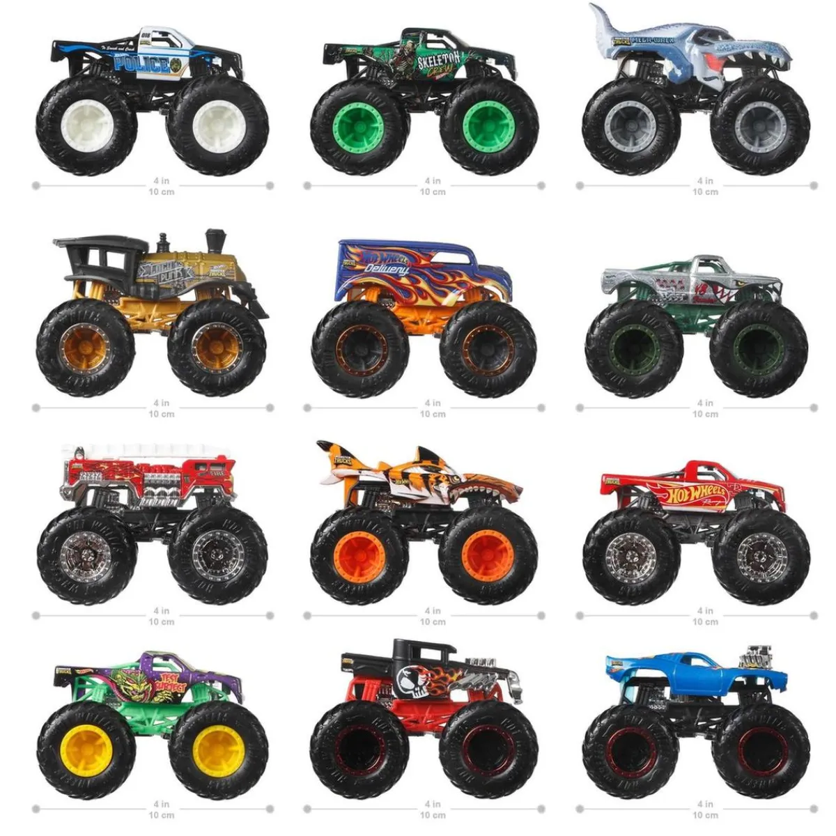Hot Wheels - Pack de 12 coches Monster Trucks de juguete ㅤ*MATTEL Discount