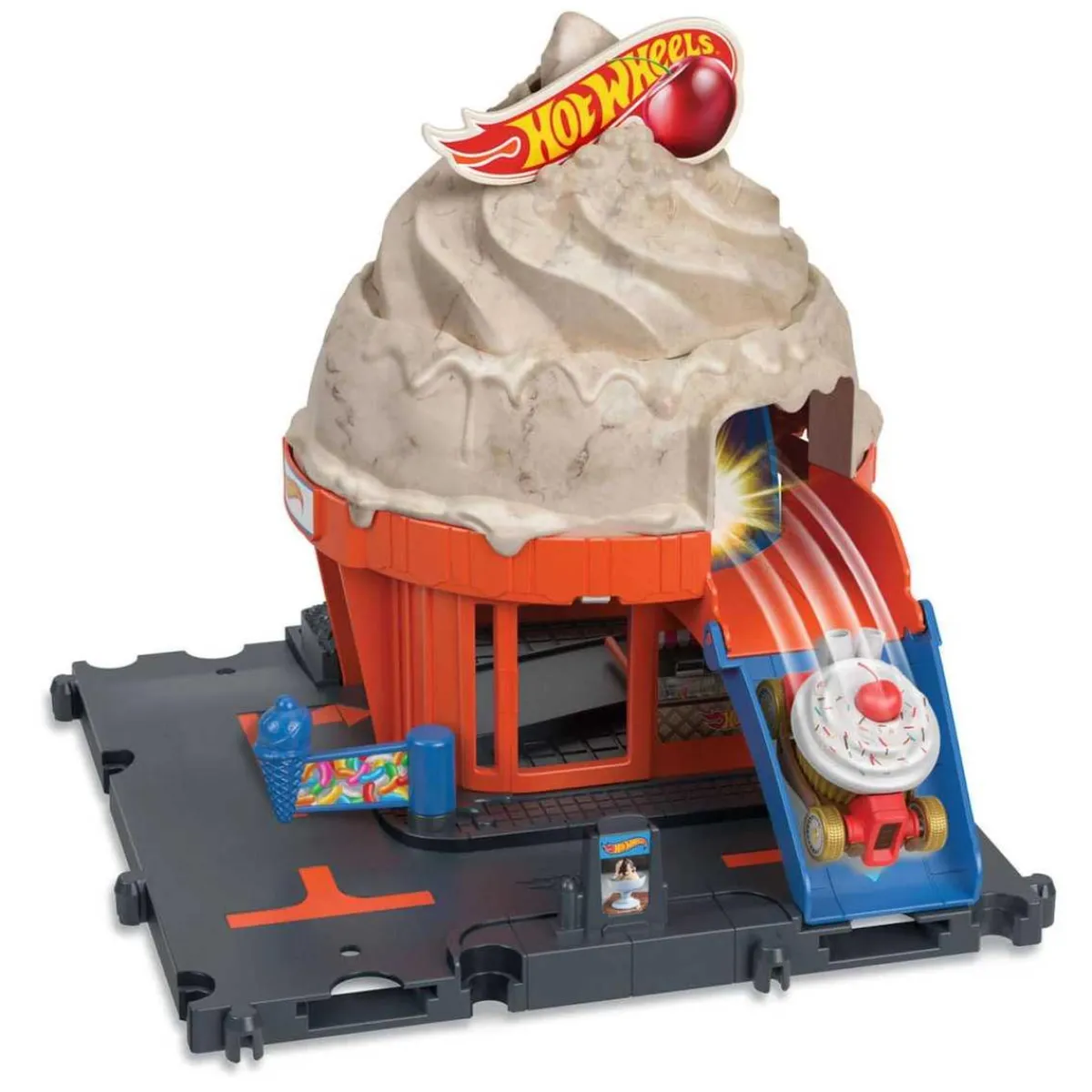 Hot Wheels - Pista de carreras City Tienda de helados con 1 vehículo incluido ㅤ*MATTEL Discount