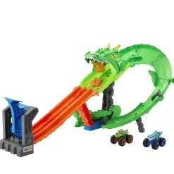New Monster Trucks - Conjunto Destrucción del Dragón - Serie Sharks Vs Dinos Vehículos Y Circuitos