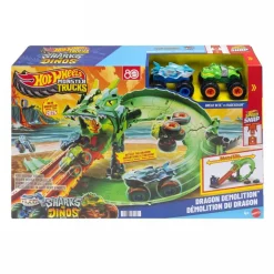 New Monster Trucks - Conjunto Destrucción del Dragón - Serie Sharks Vs Dinos Vehículos Y Circuitos