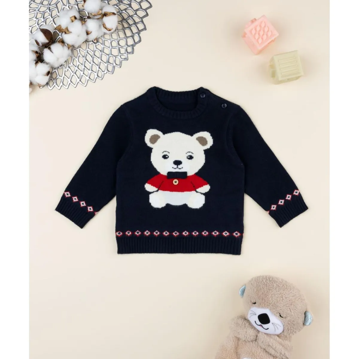 Sale Jersey bebé azul con osito bordado Niño·Bebé Niño 3-36 Meses|Bebé Niño 3-36 Meses·Jerséis Y Cardigans