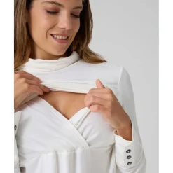 Discount Jersey de lactancia blanco de cuello alto Premamá·Moda|Moda·Camisetas