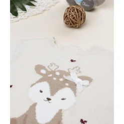 Outlet Jersey de niña beige con cervatillo bordado Recién Nacido·Ropa Y Accesorios|Ropa Y Accesorios·Punto