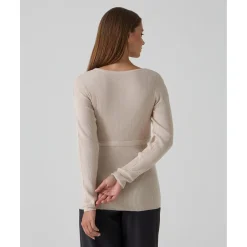 Outlet Jersey premamá beige de punto canalé con cordón ajustable Premamá·Moda|Moda·Prendas De Punto