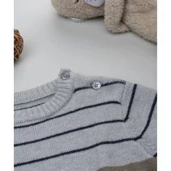 Jersey tricot bebé gris y marrón con perritos bordados*Prenatal Hot