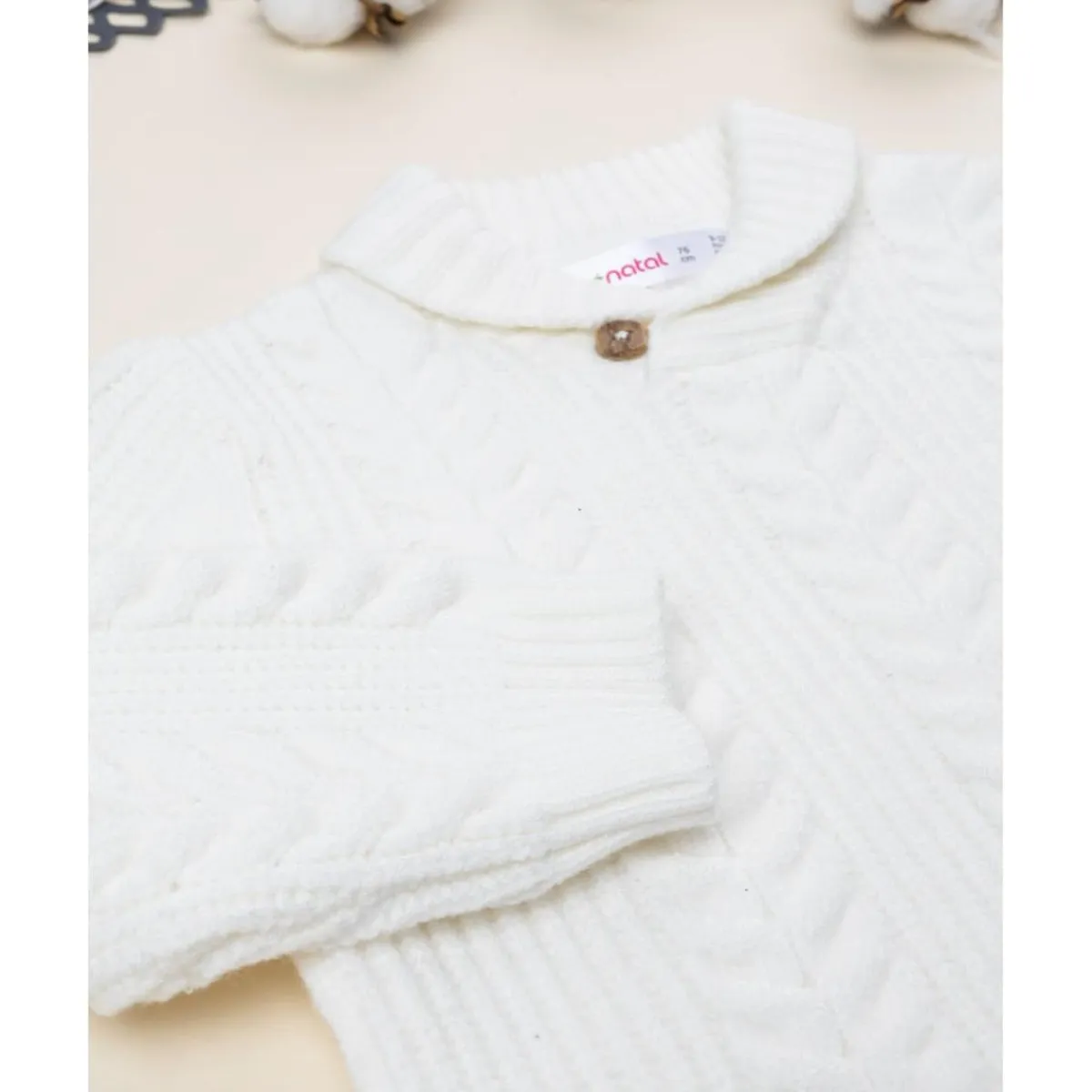 Jersey tricot blanco con parche en la manga para niño*Prenatal Sale