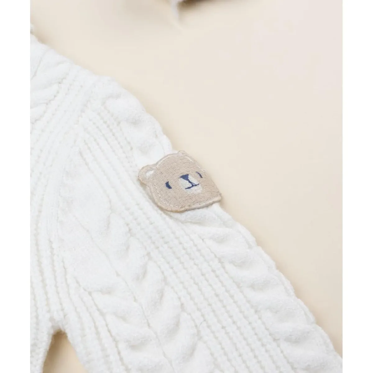 Jersey tricot blanco con parche en la manga para niño*Prenatal Sale
