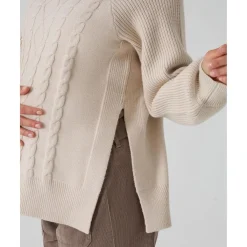 Jersey tricot premamá beige con textura trenzada*Prenatal Clearance