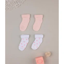 Juego de 2 pares de calcetines de rizo rosa con corazones*Prenatal Sale