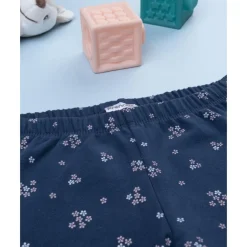 Legging azul con micro flores para niña*Prenatal Online