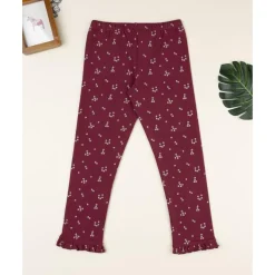 Best Leggings burdeos de niña con flores Niña·Niña 2-10 Años|Niña 2-10 Años·Leggings Y Faldas