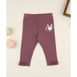 Leggings de niña rosa con bordado de conejito*Prenatal Best