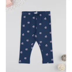 Leggings niña azul con flores y lazo*Prenatal
