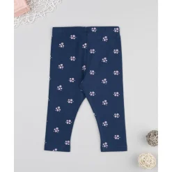 Leggings niña azul con flores y lazo*Prenatal