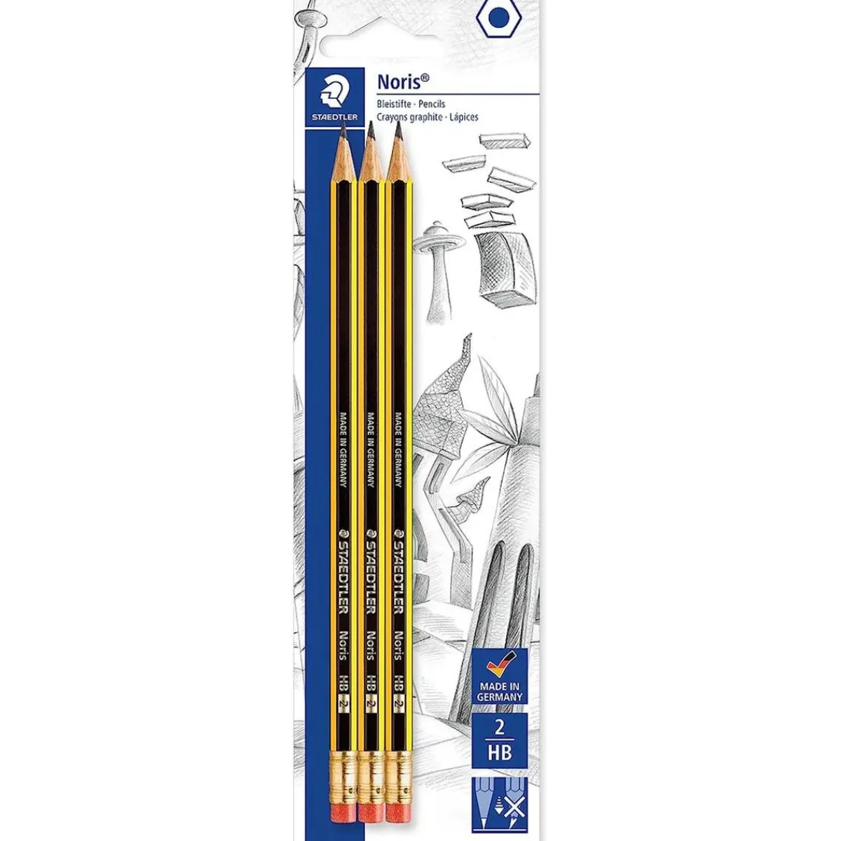 Online Lápices de grafito con goma, grosor nº2, dureza HB, pack de 3 unidades ㅤ Material Escolar