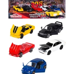 Majorette - Pack de 5 coches de metal escala 1:64, edición clásicos años 90 ㅤ*MAJORETTE TOYS Best