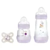 - Kit de inicio biberón + chupete Welcome to the World morado*MAM Best