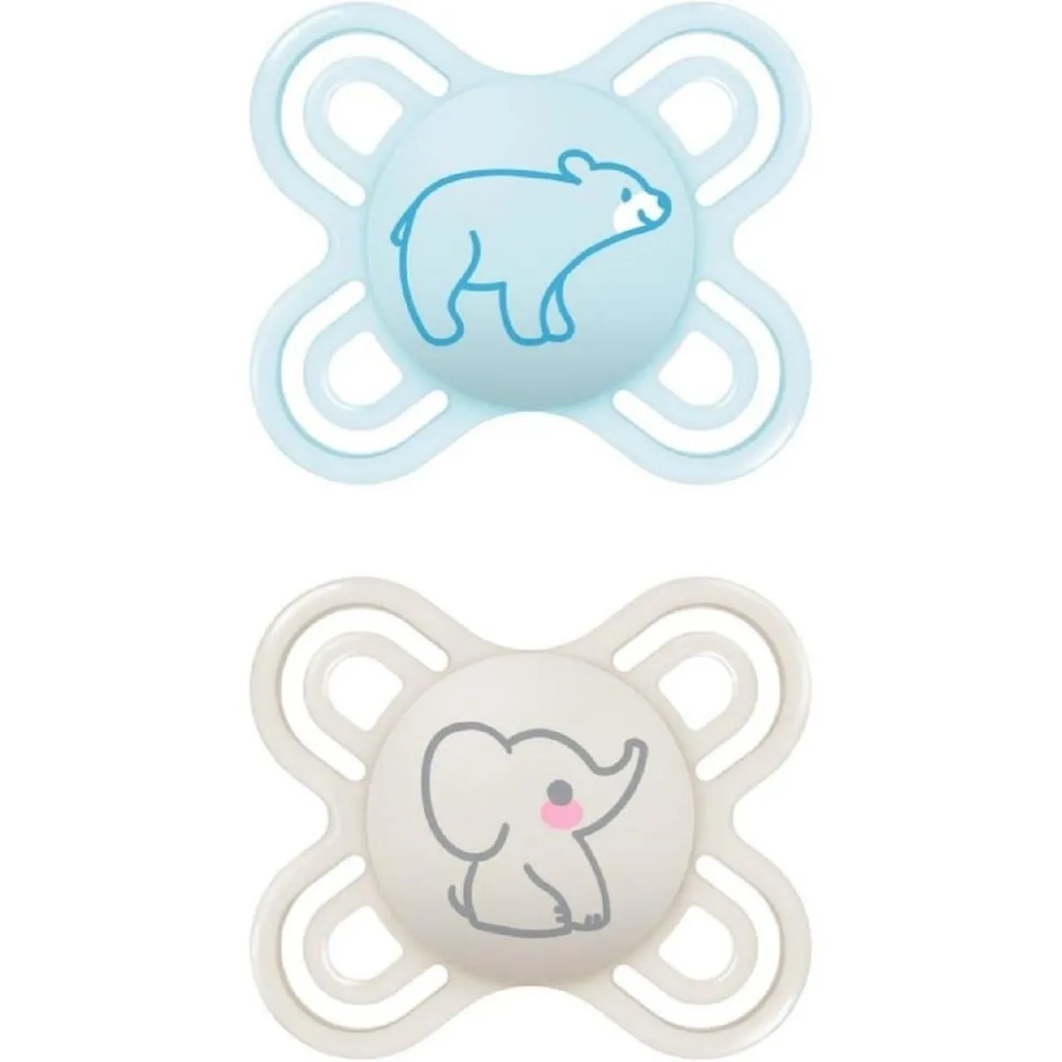 - Pack 2 chupetes Perfect Start silicona mate 0-2 meses azul*MAM Hot