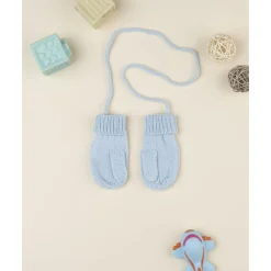 Manoplas de bebé azules con bordado de osito*Prenatal Discount