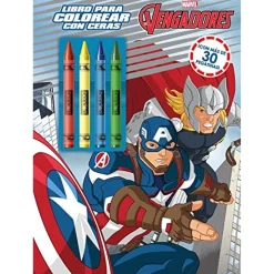 New Marvel - Los Vengadores - Libro de actividades para colorear con ceras: Los Vengadores ㅤ Juguetes Educativos Y Libros