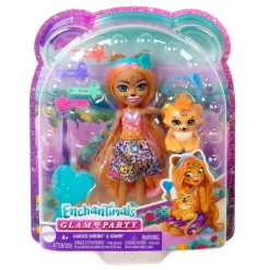 - Enchantimals - Muñeca guepardo Glam Party con accesorios para peinar y mascota ㅤ*MATTEL