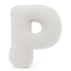 New - Almohada Infantil con Forma de Letra “P” Color Blanco Roto “Bearly P” Descanso·Colchones Y Almohadas