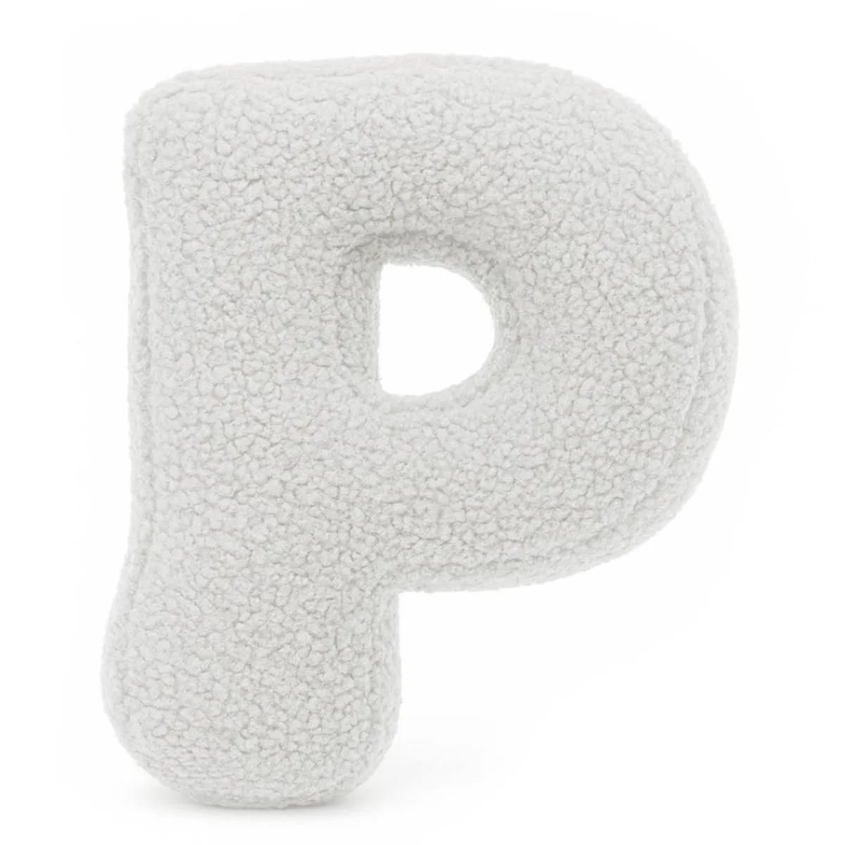New - Almohada Infantil con Forma de Letra “P” Color Blanco Roto “Bearly P” Descanso·Colchones Y Almohadas
