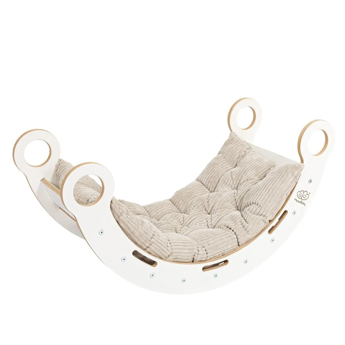 - Mecedora Infantil Blanca con Cojín Beige “Medium Dream Rocker White Wood”*MEOWBABY