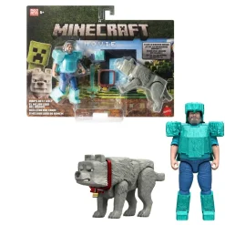 Clearance Minecraft - Pack 2 figuras Steve y Wolf Figuras De Acción