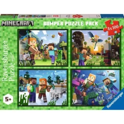 Minecraft - Puzzle Minecraft, colección Mega Pack 4x100, 4 rompecabezas de 100 piezas*RAVENSBURGER IBÉRICA Clearance