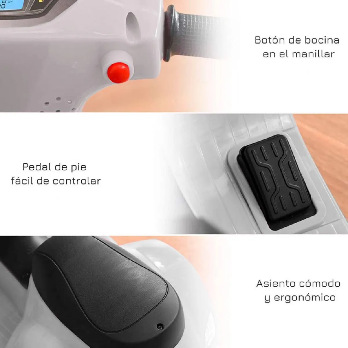 New Mini Vespa blanca 6V Vehículos De Batería O A Pedales