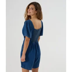 Best Mono corto premamá de denim con punto smock Moda·Pantalones, Faldas Y Leggins|Premamá·Moda