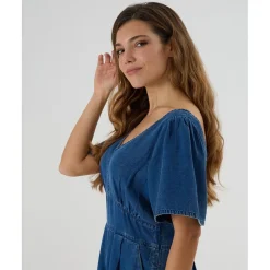 Best Mono corto premamá de denim con punto smock Moda·Pantalones, Faldas Y Leggins|Premamá·Moda