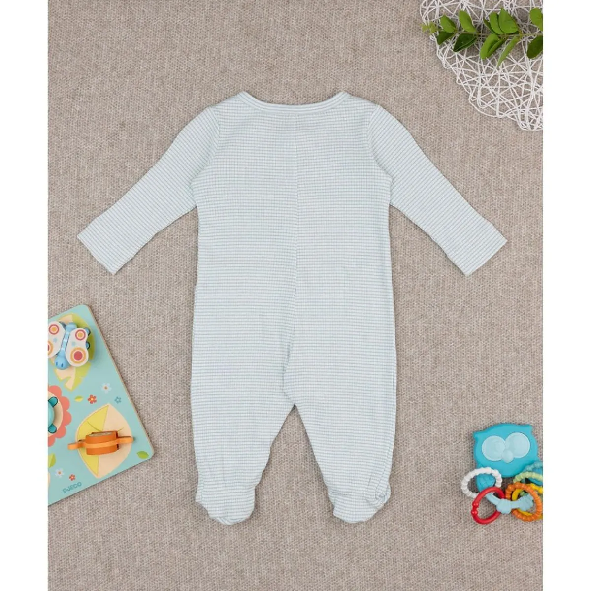 Discount Mono de bebé rib blanco/verde Recién Nacido·Ropa Y Accesorios|Ropa Y Accesorios·Peleles