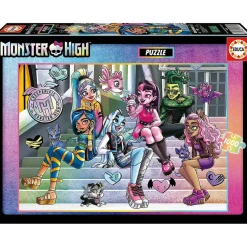 Monster High - Puzzle de 1000 piezas Monster High para adultos, 68 x 48 cm y cola Fix incluida ㅤ*EDUCA BORRAS Clearance