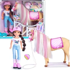 Best - Muñeca articulada con caballo y accesorios de cuidado ㅤ Muñecas