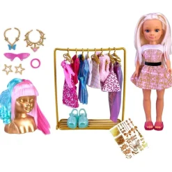 Online - Vestidor de looks con ropa y accesorios para muñeca glamurosa ㅤ Muñecas