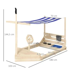 New Outsunny - Arenero de madera Barco pirata Juguetes De Verano