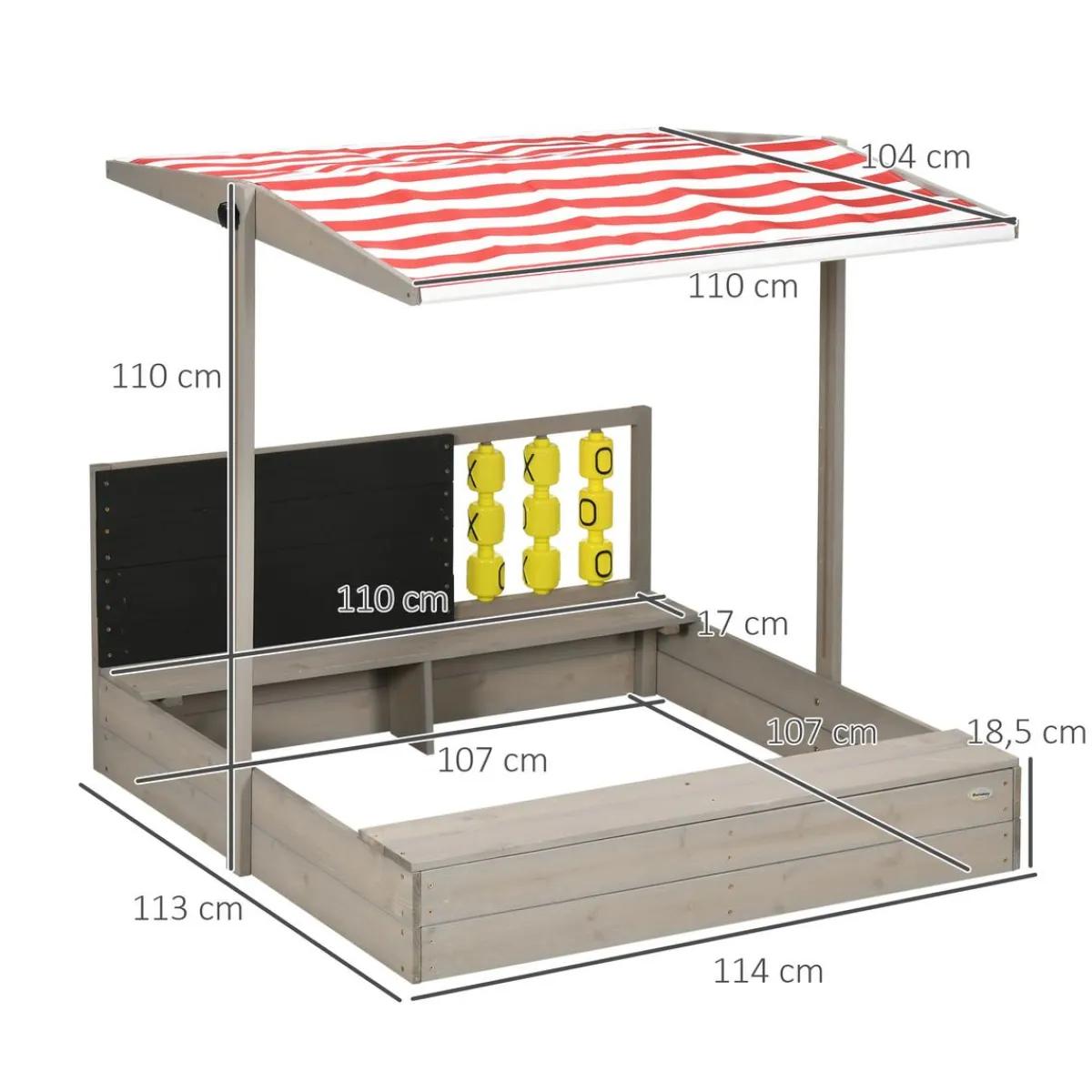 - Arenero de madera con toldo y pizarra*Outsunny Online