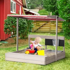 Clearance - Arenero de madera con toldo Juguetes De Verano