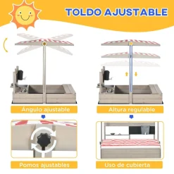 Clearance - Arenero de madera con toldo Juguetes De Verano
