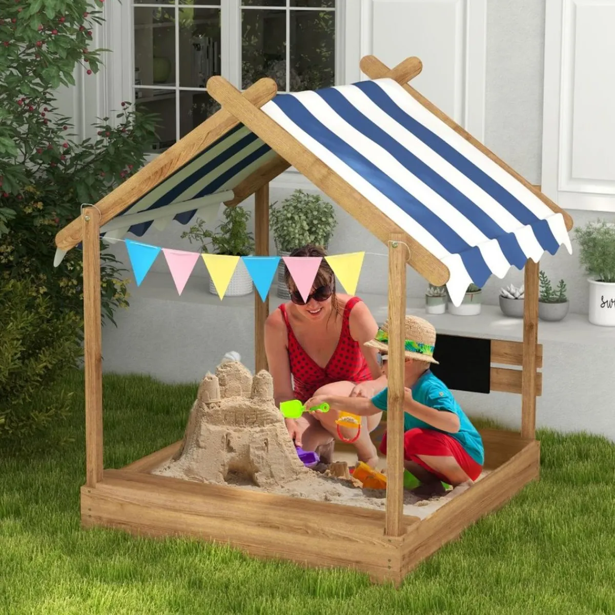 Outsunny - Arenero de madera Casita*Homcom New