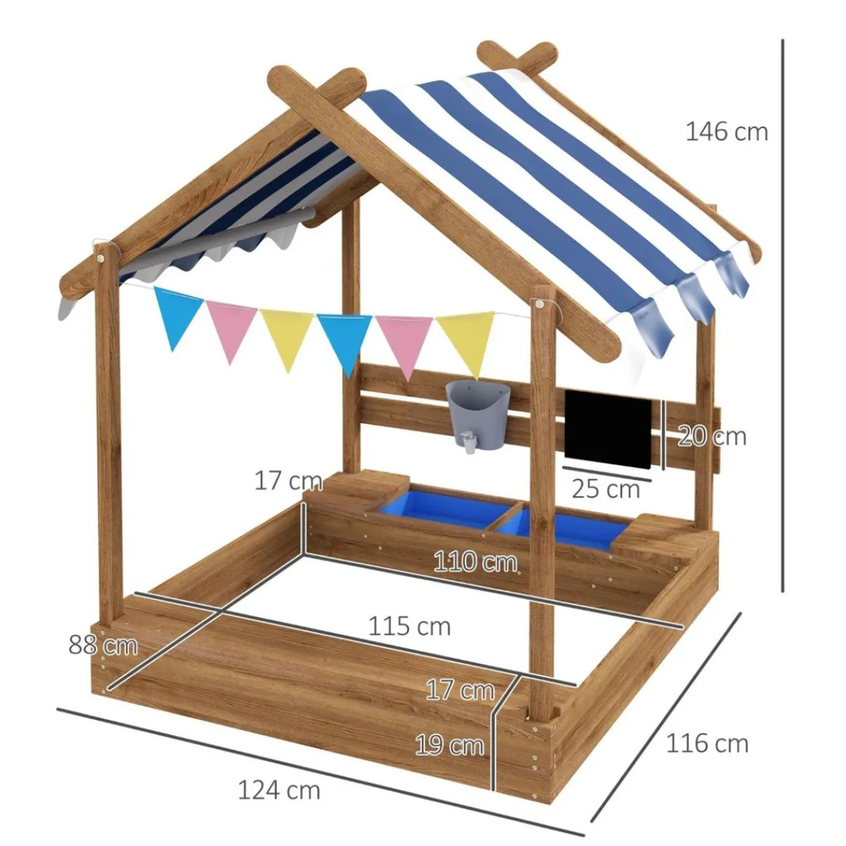 Outsunny - Arenero de madera Casita*Homcom New