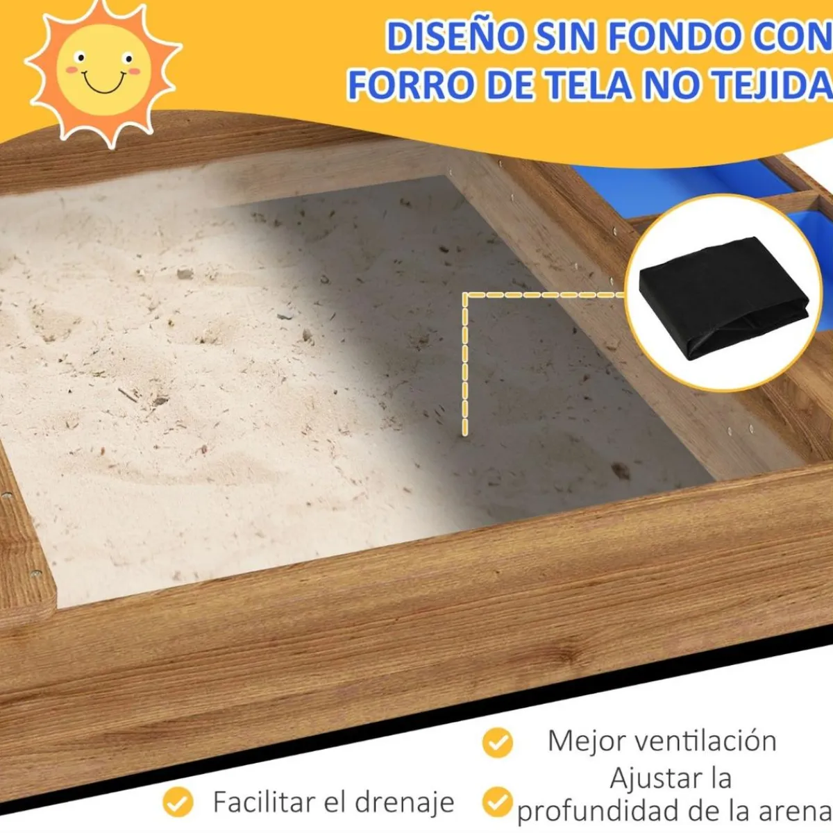 Outsunny - Arenero de madera Casita*Homcom New