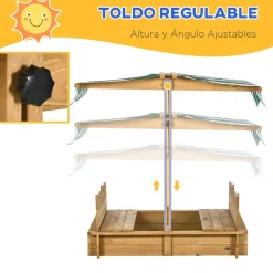 - Arenero infantil de madera con toldo*Outsunny Best