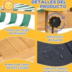 - Arenero infantil de madera con toldo*Outsunny Best
