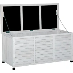 - Baúl de jardín de madera Blanco*Outsunny Discount