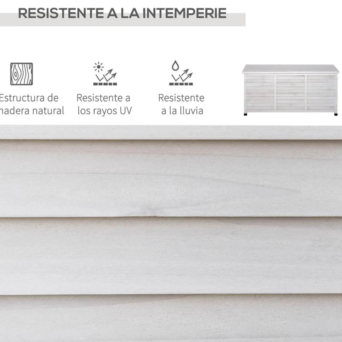 - Baúl de jardín de madera Blanco*Outsunny Discount